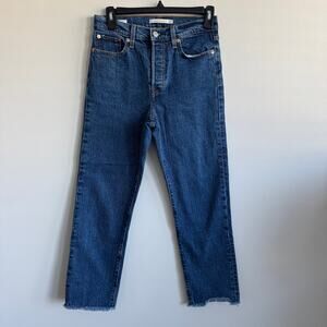 Levi's Premium Jeans Wedgie Straight Raw Edge Hem Button Fly Denim 26